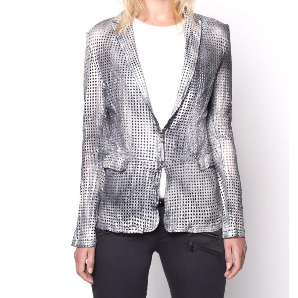Attica Genuine Leathrer Jacket Silver/ Grey